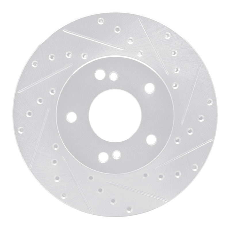 R1 90-97 Infiniti Q45 Front Right Drilled & Slotted Silver Brake Rotor