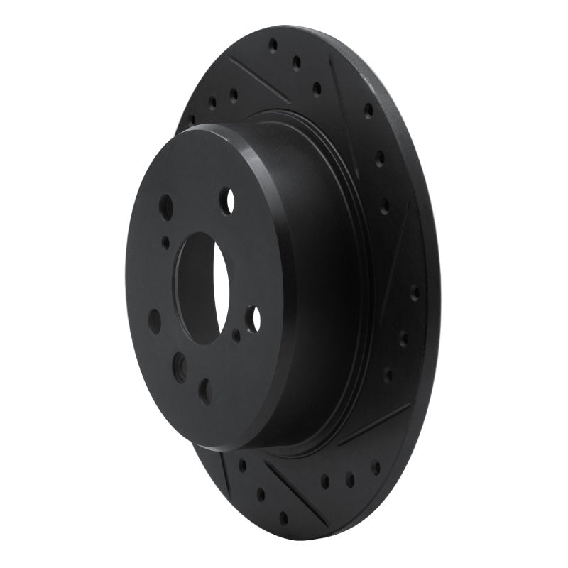 R1 99-03 Lexus RX300 Rear Right Drilled & Slotted Black Brake Rotor