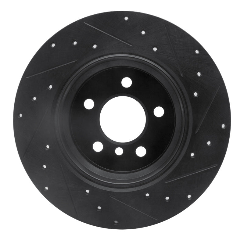 R1 00-06 BMW X5 Rear Left Drilled & Slotted Black Brake Rotor