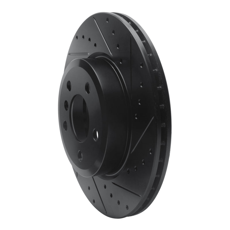 R1 04-10 BMW X3 Front Right Drilled & Slotted Black Brake Rotor