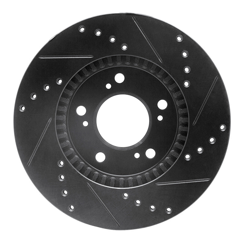 R1 91-01 Acura RL Front Left Drilled & Slotted Black Brake Rotor