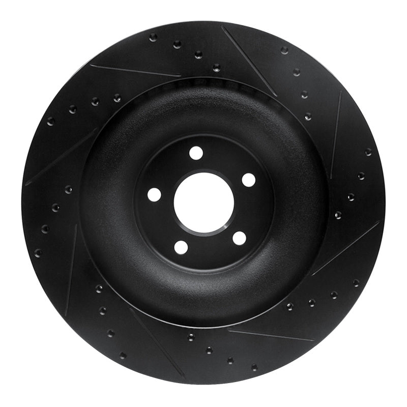 R1 10-24 Jaguar XFR Rear Left Drilled & Slotted Black Brake Rotor