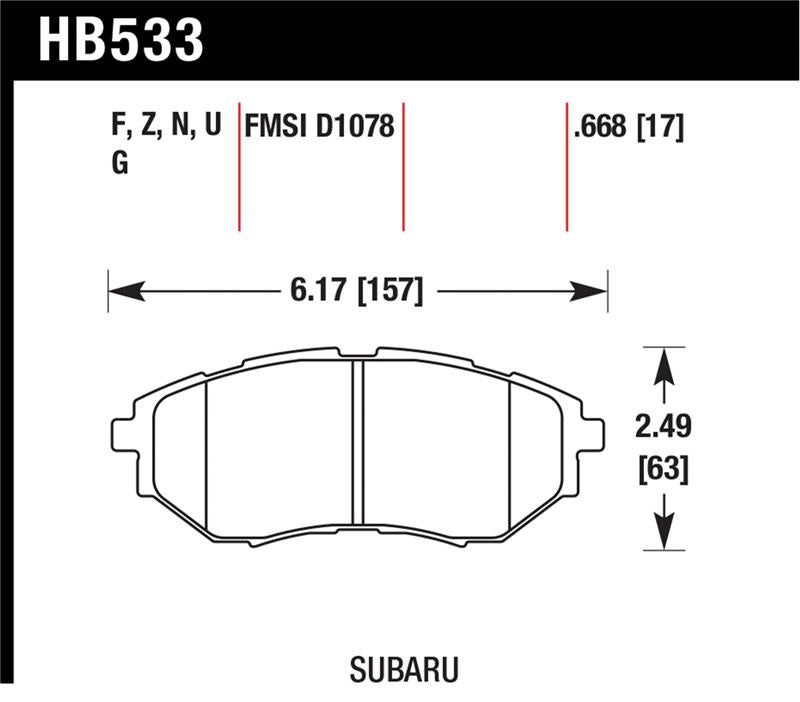 Hawk Subaru Tribeca / Legacy DTC-70 Race Front Brake Pads