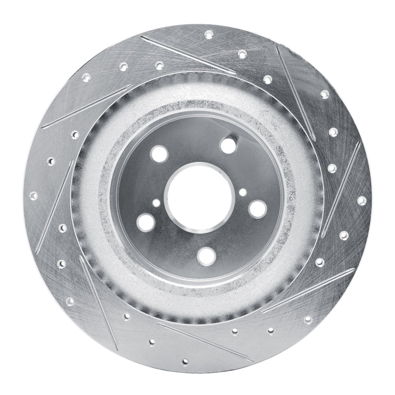 R1 21-22 Lexus RC350 Rear Left Drilled & Slotted Silver Brake Rotor