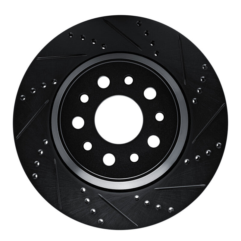 R1 14-16 Maserati Ghibli Rear Right Drilled & Slotted Black Brake Rotor