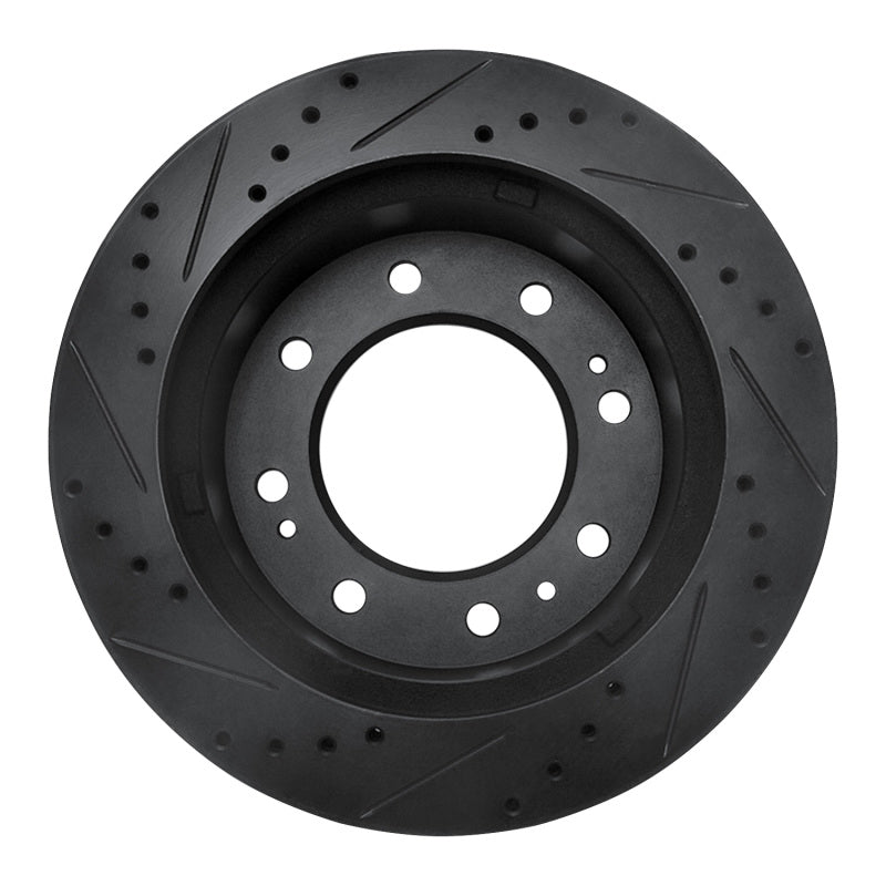 R1 11-25 Chevrolet Silverado 3500 HD Front Right Drilled & Slotted Black Brake Rotor