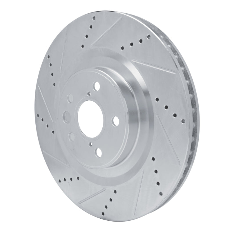 R1 13-25 Lexus RC300 Left Front Drilled & Slotted Silver Brake Rotor