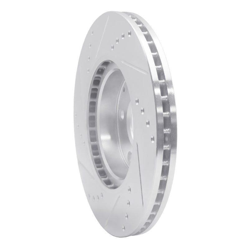 R1 14-24 Mazda 3 Front Right Drilled & Slotted Silver Brake Rotor