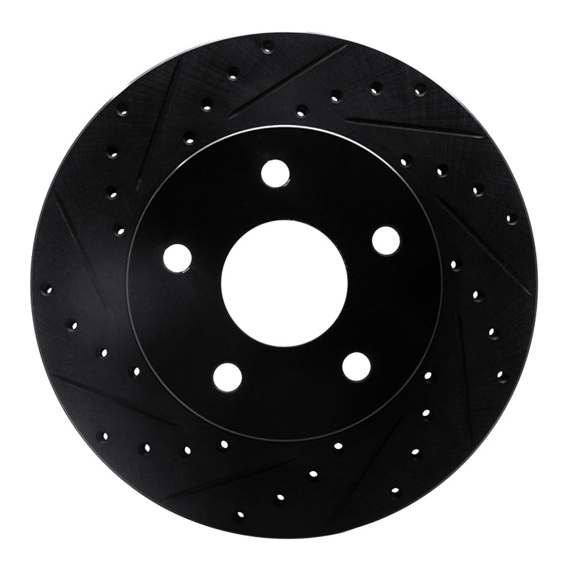 R1 99-04 Jeep Grand Cherokee Front Left Drilled & Slotted Black Brake Rotor