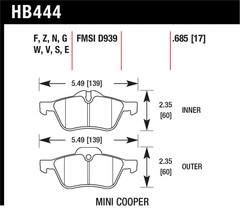 Hawk 02-06 Mini Cooper / Cooper S Performance Ceramic Street Front Brake Pads