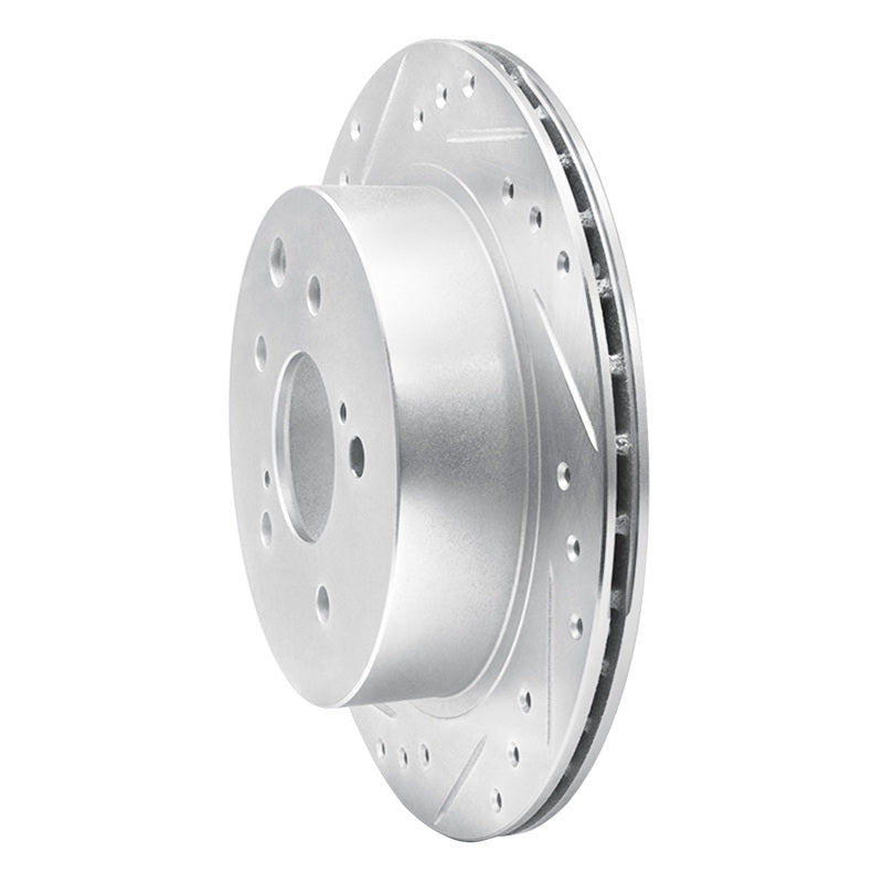 R1 93-01 Infiniti J30 Rear Left Drilled & Slotted Silver Brake Rotor