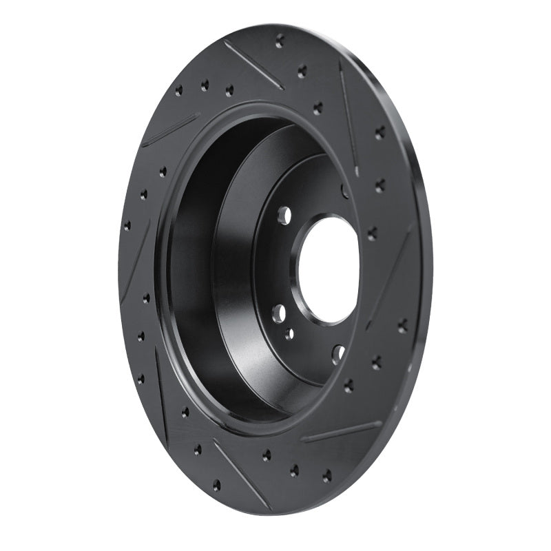R1 15-20 Kia Sorento Rear Left Drilled & Slotted Black Brake Rotor