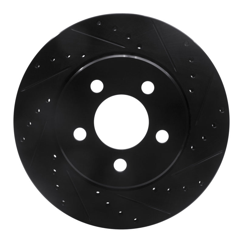 R1 07-12 Dodge Nitro Front Right Drilled & Slotted Black Brake Rotor