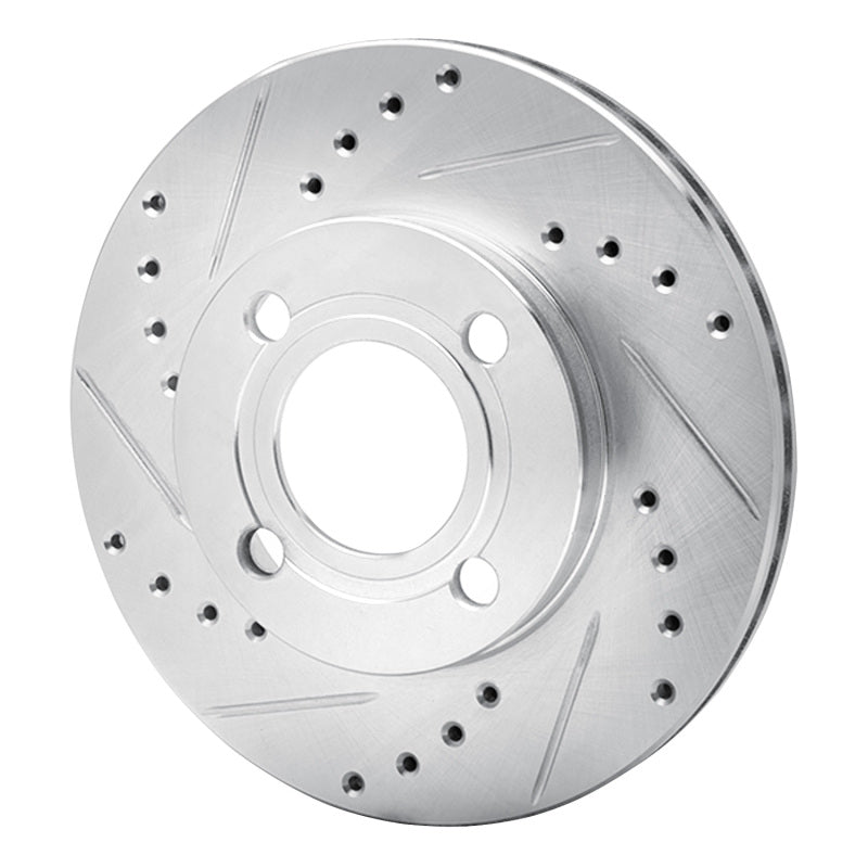 R1 84-87 Audi 4000 Quattro Front Left Drilled & Slotted Silver Brake Rotor