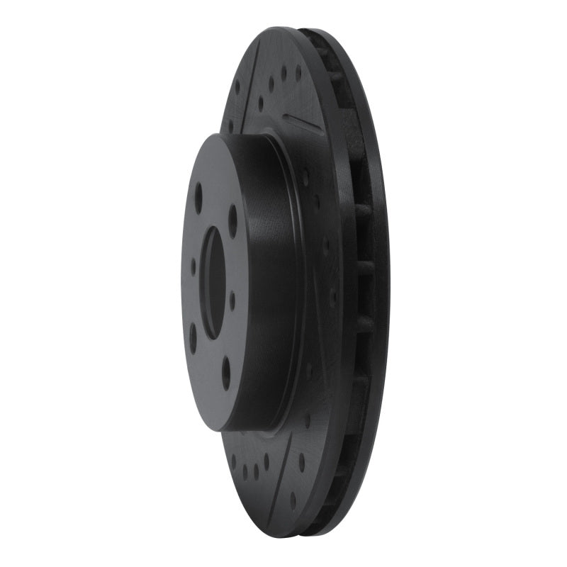 R1 86-89 Toyota Celica Front Right Drilled & Slotted Black Brake Rotor