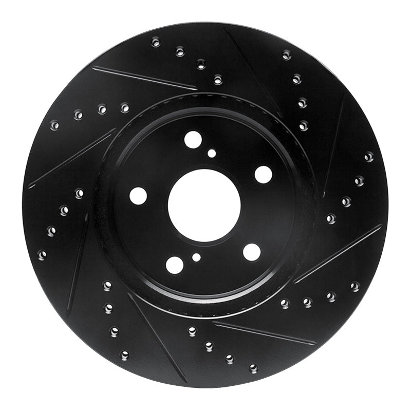 R1 02-15 Lexus ES300 Front Left Drilled & Slotted Black Brake Rotor