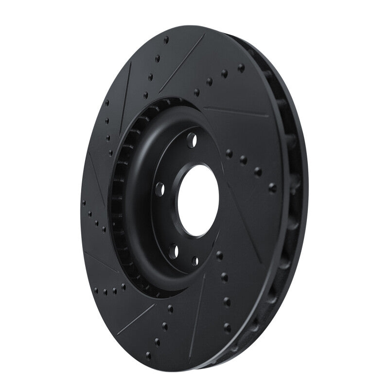 R1 14-19 Chevrolet Corvette Front Right Drilled & Slotted Black Brake Rotor