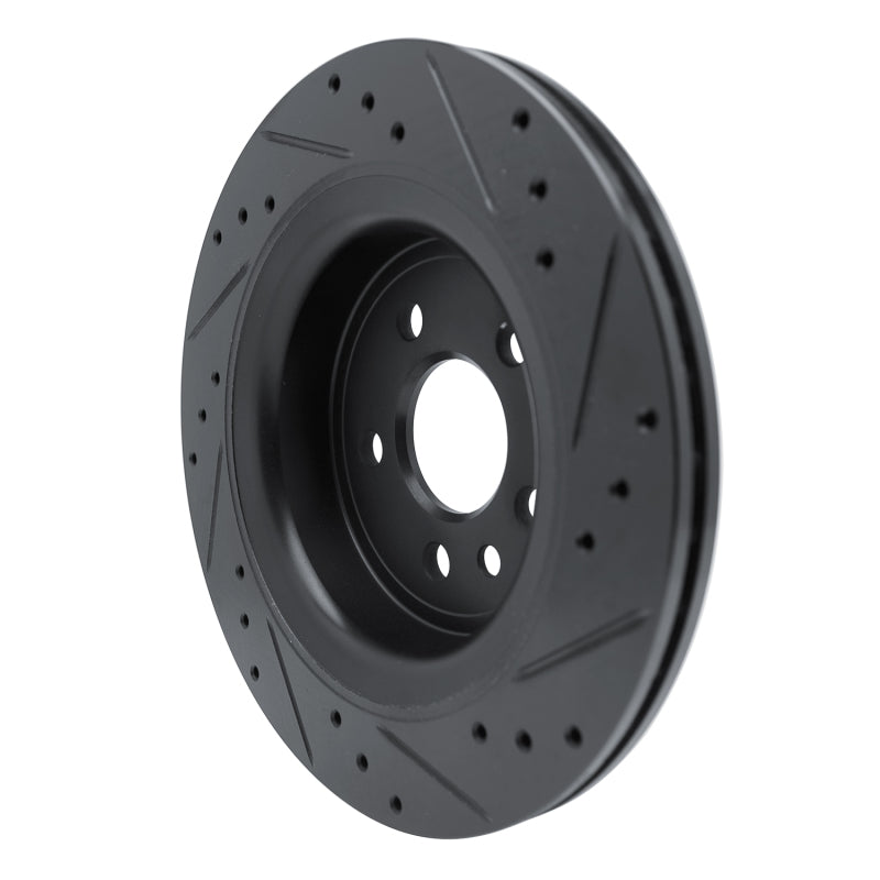 R1 10-17 Volvo XC60 Rear Left Drilled & Slotted Black Brake Rotor