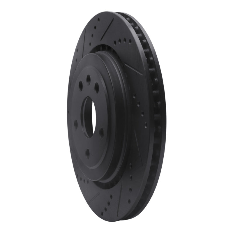R1 16-24 Cadillac ATS Rear Left Drilled & Slotted Black Brake Rotor