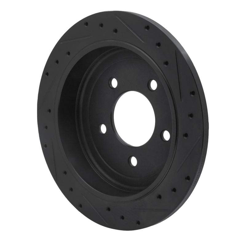 R1 97-04 Ford F-150 RWD Rear Left Drilled & Slotted Black Brake Rotor