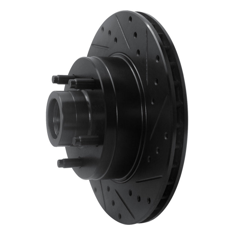 R1 80-83 Ford F-100 Front Right Drilled & Slotted Black Brake Rotor