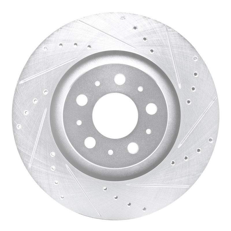 R1 20-25 Tesla Model Y Rear Right Drilled & Slotted Silver Brake Rotor