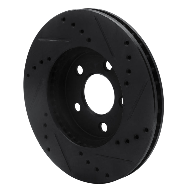 R1 00-05 Chrysler Neon Front Left Drilled & Slotted Black Brake Rotor