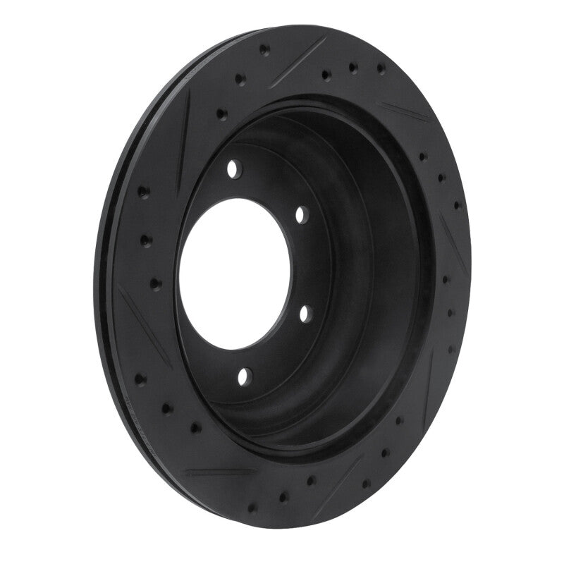R1 92-04 Acura SLX Rear Right Drilled & Slotted Black Brake Rotor