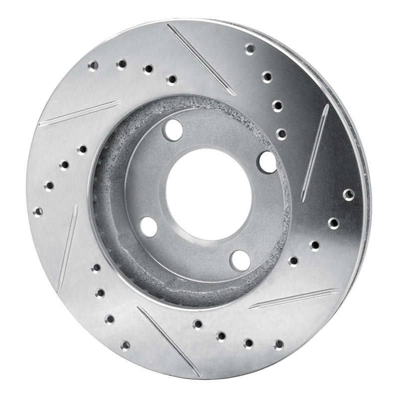 R1 78-92 Audi 80 Front Left Drilled & Slotted Silver Brake Rotor