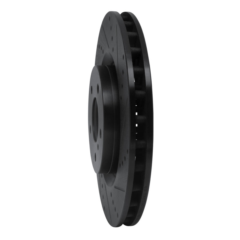R1 03-08 Infiniti G35 Front Right Drilled & Slotted Black Brake Rotor