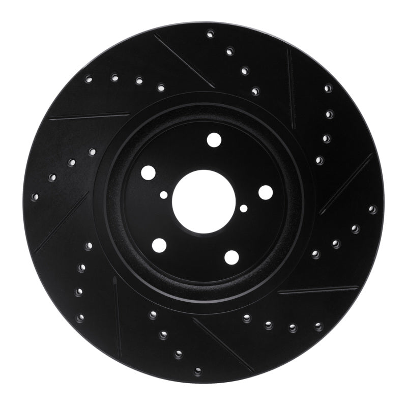R1 06-21 Subaru Tribeca Front Left Drilled & Slotted Black Brake Rotor