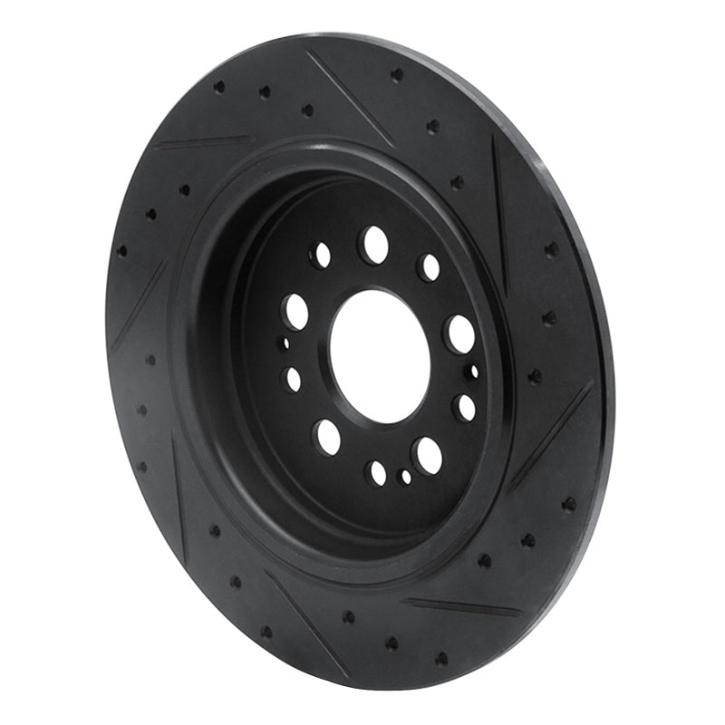 R1 17-25 Acura RDX Rear Left Drilled & Slotted Black Brake Rotor