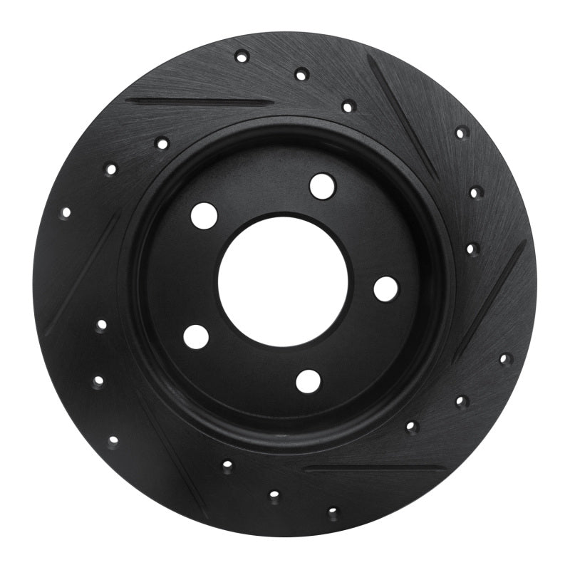 R1 04-13 Mazda 3 Rear Left Drilled & Slotted Black Brake Rotor