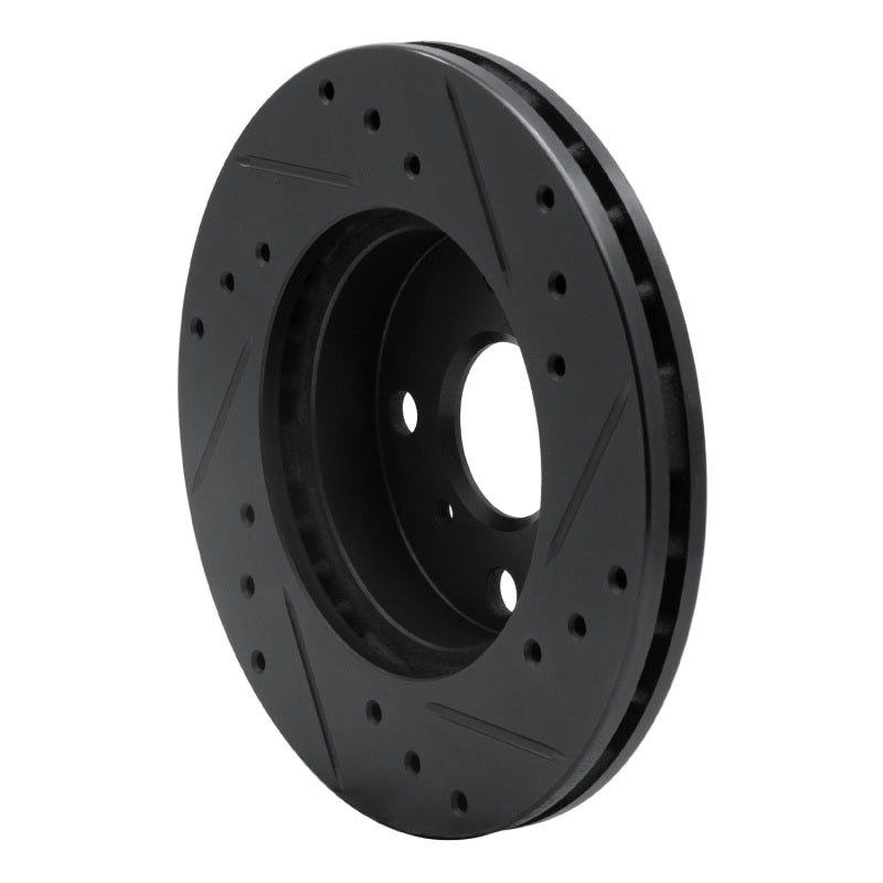 R1 90-91 Toyota Celica Front Left Drilled & Slotted Black Brake Rotor
