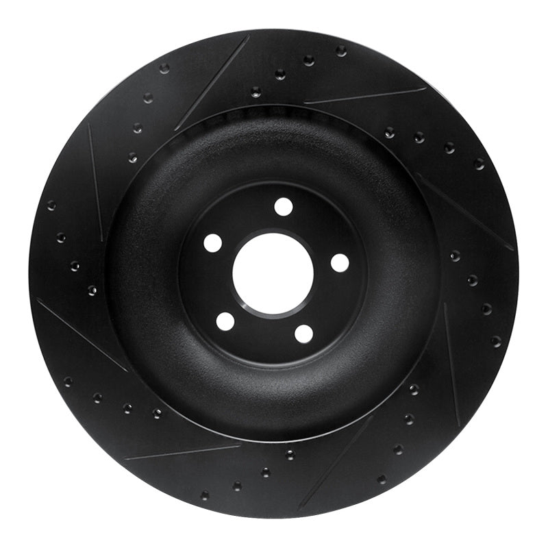 R1 10-24 Jaguar XFR-S Rear Right Drilled & Slotted Black Brake Rotor