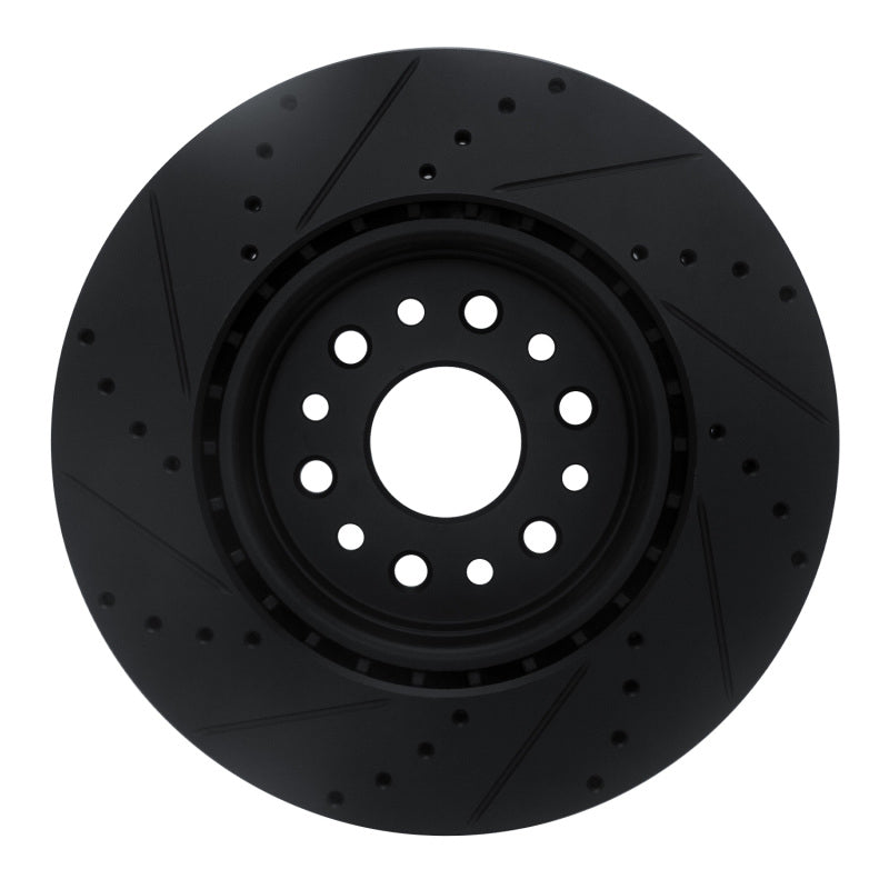 R1 19-25 Ram 1500 Front Right Drilled & Slotted Black Brake Rotor