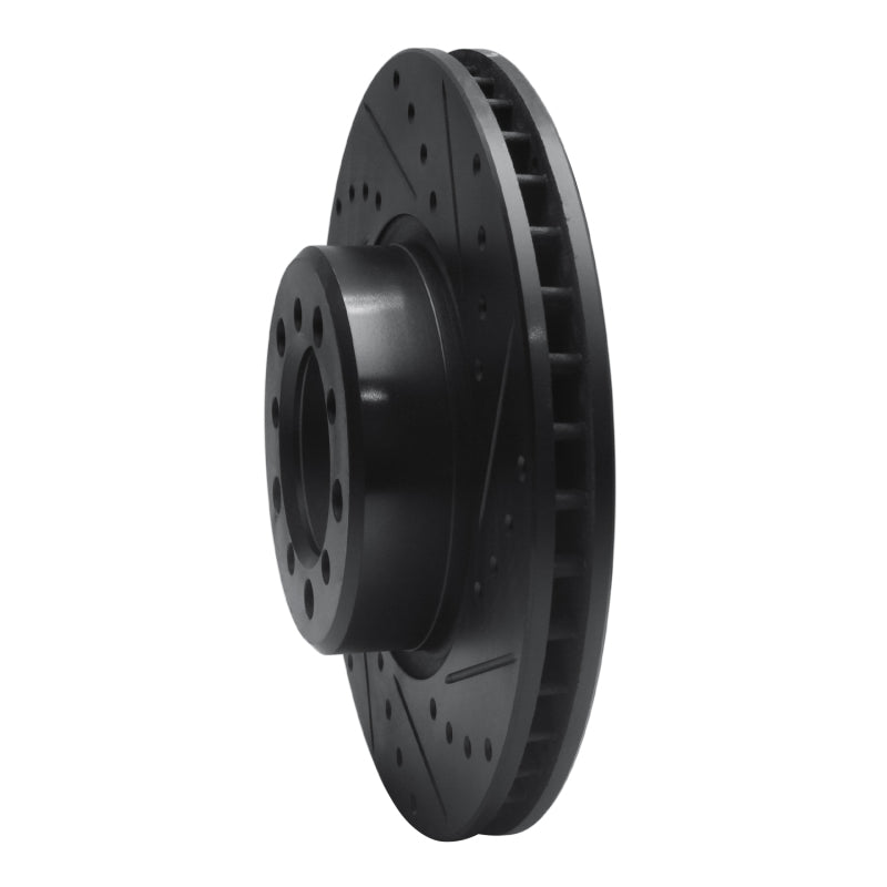 R1 85-91 Mercedes-Benz 300SD Front Right Drilled & Slotted Black Brake Rotor