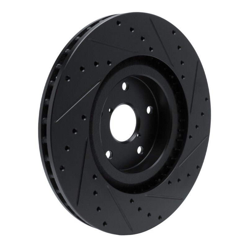 R1 -23 Subaru Ascent Front Left Drilled & Slotted Black Brake Rotor