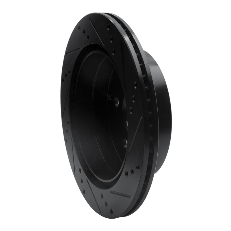 R1 10-17 Chevrolet Equinox Rear Left Drilled & Slotted Black Brake Rotor