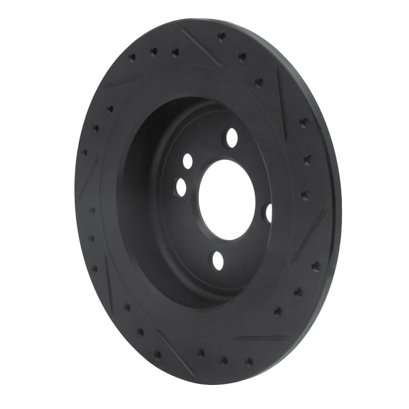 R1 09-14 Mini Cooper (Excl Clubman) Rear Left Drilled & Slotted Black Brake Rotor