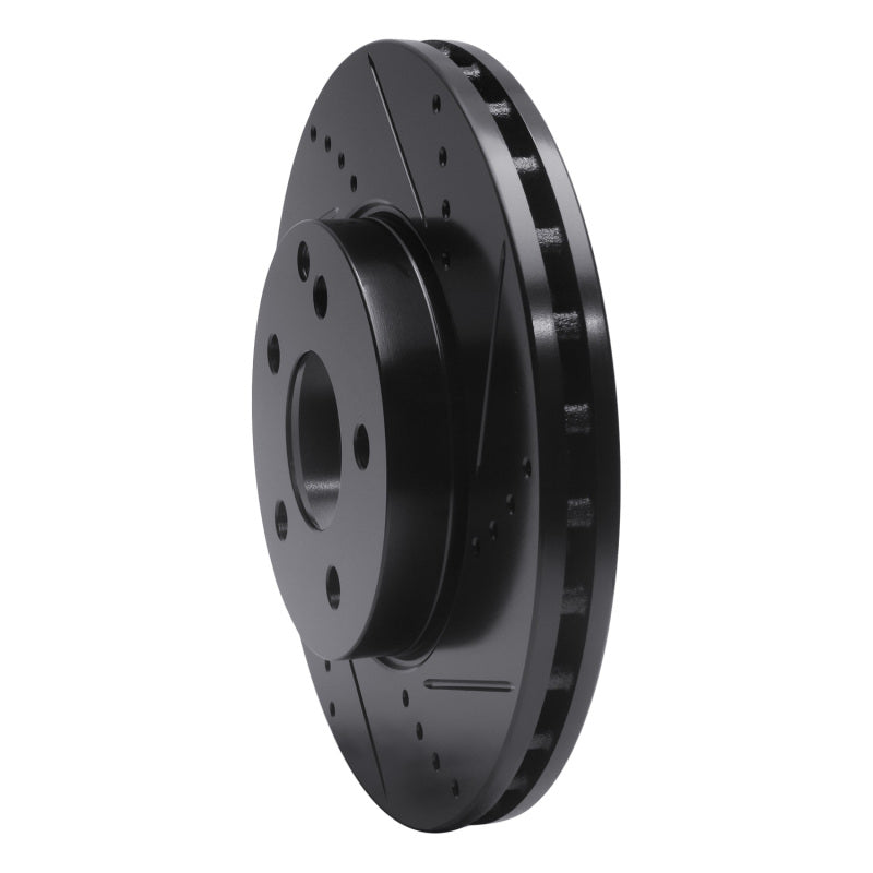 R1 03-09 Mercedes-Benz E350 Front Right Drilled & Slotted Black Brake Rotor