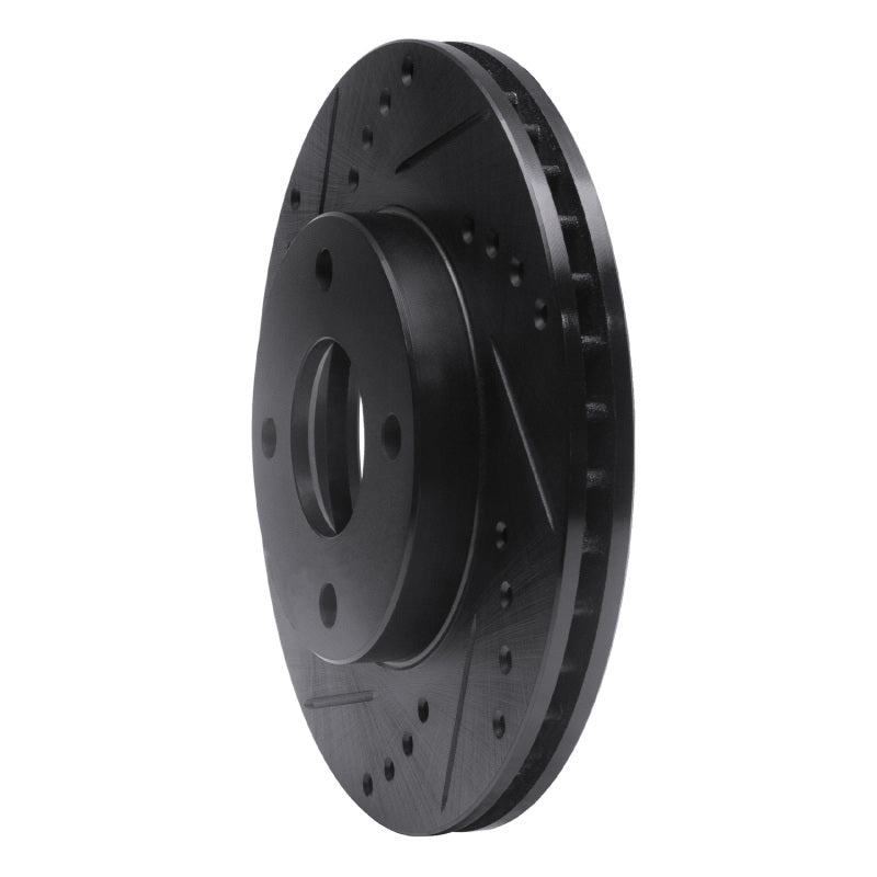 R1 00-15 Ford Focus Front Left Drilled & Slotted Black Brake Rotor