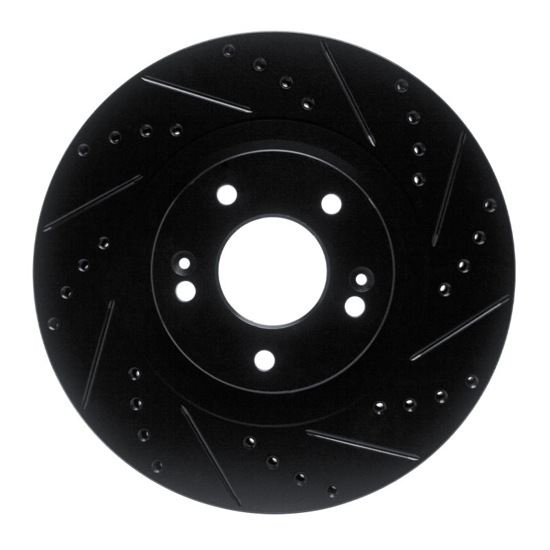 R1 13-20 Hyundai Santa Fe XL Front Right Drilled & Slotted Black Brake Rotor