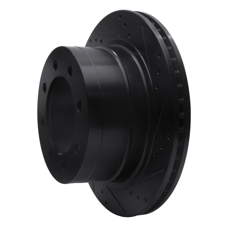 R1 03-08 Dodge Ram 3500 Rear Right Drilled & Slotted Black Brake Rotor