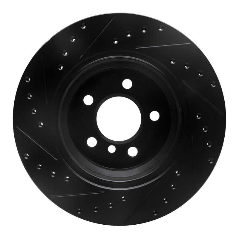 R1 02-06 BMW X5 Rear Right Drilled & Slotted Black Brake Rotor