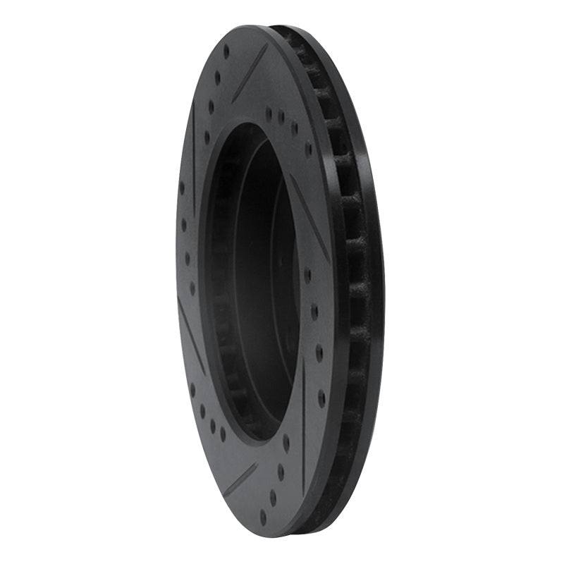 R1 88-07 Dodge Colt Front Right Drilled & Slotted Black Brake Rotor