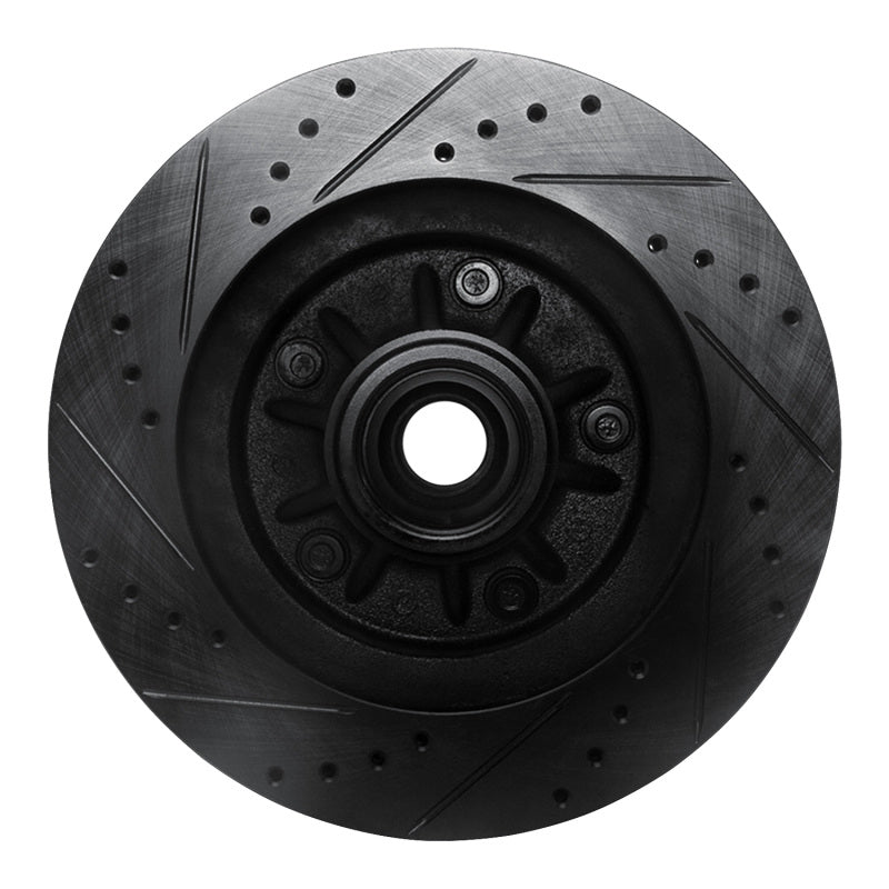 R1 97-99 Ford F-150 RWD Front Right Drilled & Slotted Black Brake Rotor