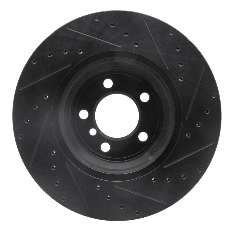 R1 02-08 BMW 745LI Front Left Drilled & Slotted Black Brake Rotor