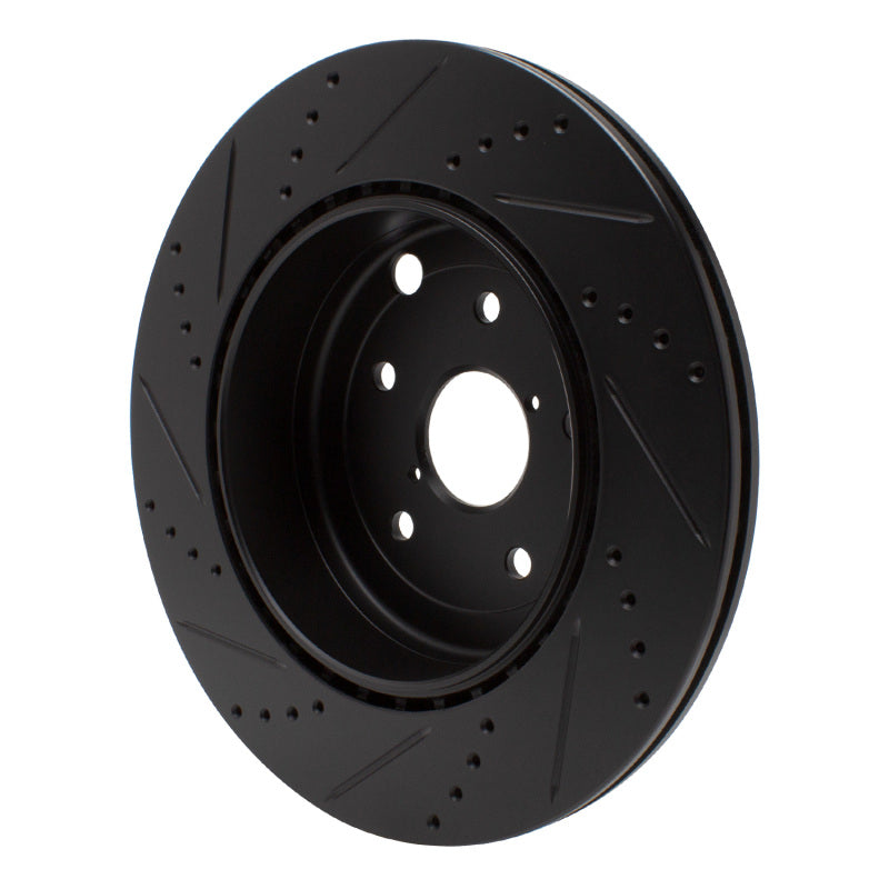 R1 18-25 Subaru WRX Rear Right Drilled & Slotted Black Brake Rotor
