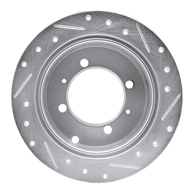 R1 92-04 Dodge COLT Rear Left Drilled & Slotted Silver Brake Rotor